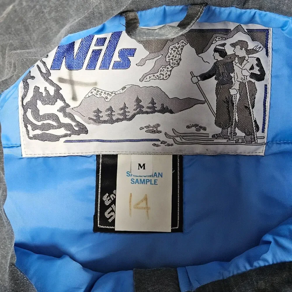 Vintage NILS Skiwear Mens M Vest Aspen Ski Full Zip Blue Entrant Fabric USA Made